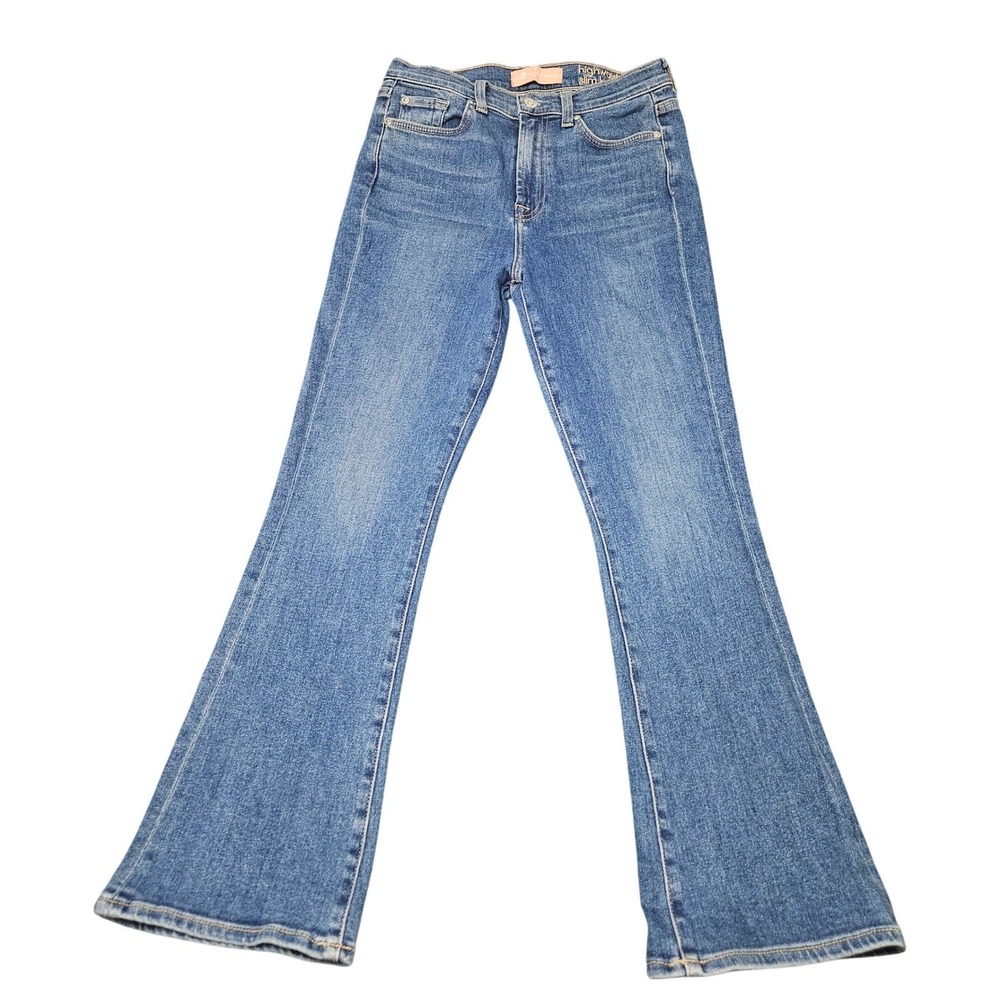 7 For All Mankind Slim Kick Jeans Womens 27 Blue High Waist Luxe Vintage Flare